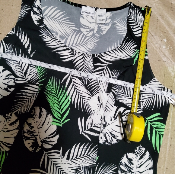Kim Rogers Woman Stretch Black/White/Green Sleeveless Shift Dress Size 1X - Picture 4 of 7